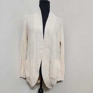 Cream Open-Front Women's Cardigan Sweater, Size Medium